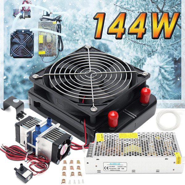 144W 12V DIY Semiconductor Thermoelectric Peltier Refrigeration Air Conditioner Cooling System Kit CPU Computer Cooler