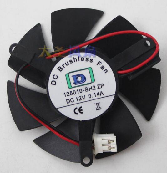 Original 125010-SH2 ZP 12V0.14A 2-line graphics card fan diameter 4.7cm hole spacing 3.9cm