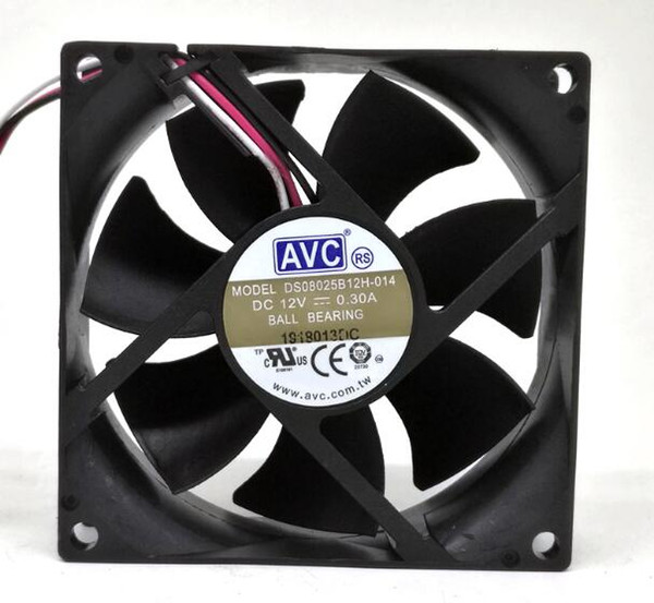 AVC DS08025B12H 8cm 8025 12V 0.3A three-wire computer CPU chassis computer silent heat dissipation fan