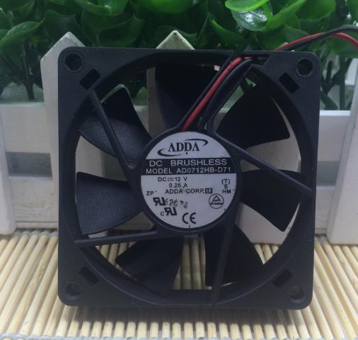 ADDA 7015 7CM AD0712HB-D71 12V 0.25A two-wire CPU heat dissipation fan