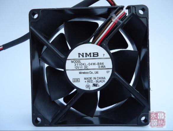 Wholesale: original NMB 3110KL-04W-B86 8025 12V 0.46A four-wire double ball support PWM speed regulating fan