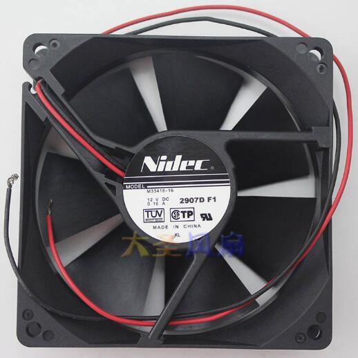 Original NIDEC 9CM M33418-16 12V 0.16A 92*92*25mm two-wire cooling fan