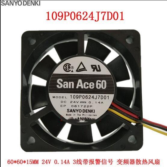 The original Sanyo 109P0624J7D01 6015 24V 0.14A 3 line of air cooling fan fan