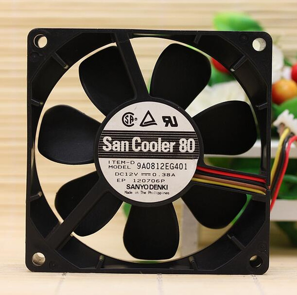 SANYO 9A0812EG401 12V 0.38A 8CM 8025 4 wire large air volume double ball box fan