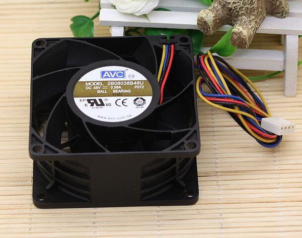 Original AVC 2B08038B48U 8038 48V 0.58A 8cm 4 line PWM dual ball fan