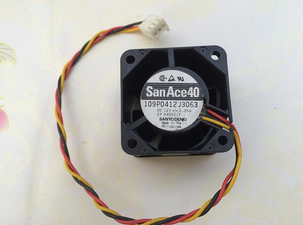 Original SANYO 109P0412J3063 4028 12V 0.35A 3 wire dual ball 4cm cooling fan