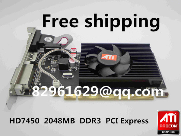 Wholesale-Free Shipping 100% New Radeon HD7450 2g 2048m half-height graphics card vga card knife card pk hd6450 HD6350 gt520 gt610 gt210
