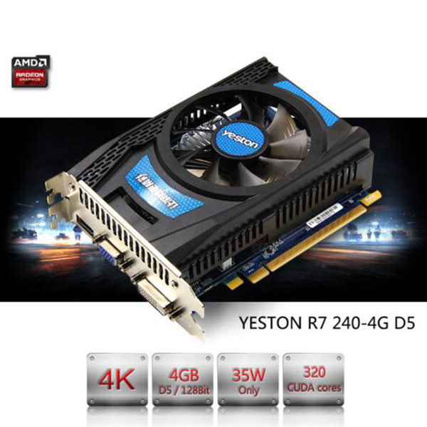 Radeon R7 200 Series R7 240 GPU 4GB GDDR5 128bit Gaming Desktop PC Video Graphics Cards support VGA/DVI/HDMI