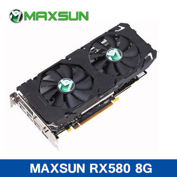 MAXSUN MS-RX580 8G Video Graphics Card 8G/256bit 8000MHZ GDDR5 PCI-E 3.0 X16 HDMI+DP+DVI PCI Express X16 3.0 2 fans for Mining