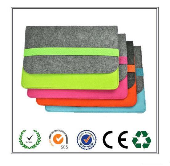 Top Selling Products Grey and Green Felt Laptop Case with Elastic band Easy, durable and beautiful