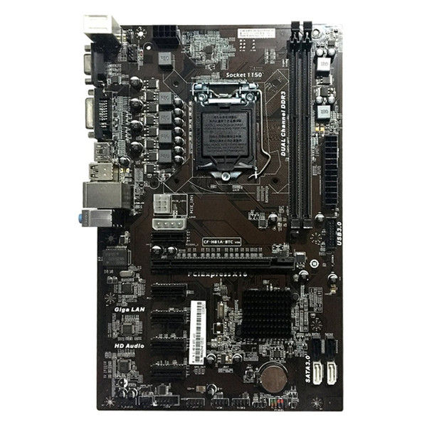 Freeshipping Motherboard H81A-BTC V20 Miner ATX Board LGA1150 Socket Processor H81 Mainboard Support 6 Graphics Card For Mining