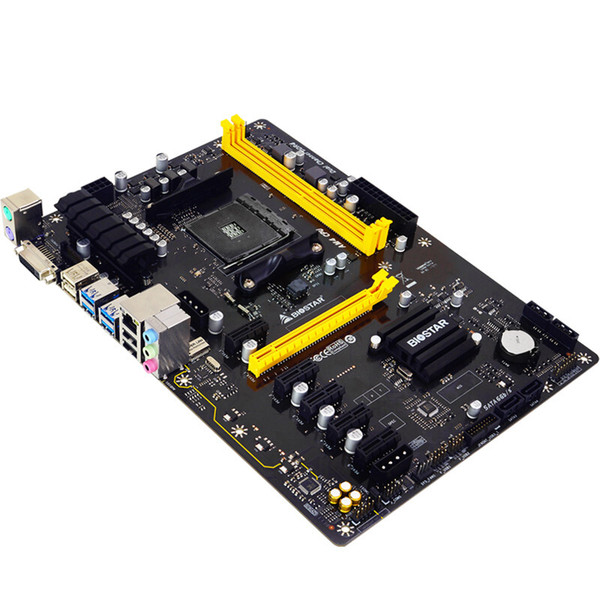 For BIOSTAR Original board TB350BTC AM4 B350 Dig Mining Motherboard Supports 6 Graphics Cards A6-9500 6PCI-E Graphics slot TB350-BTC