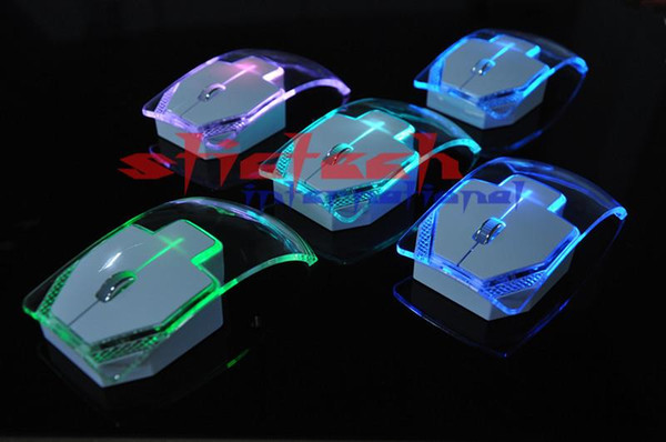 by dhl or ems 200pcs 2.4G Wireless Mouse Silent Gamer Transparent LED Ultra-thin 1000DPI Glow Gaming Mice for Computer