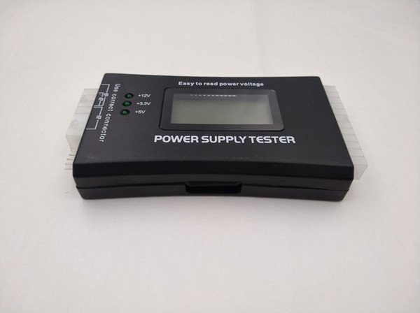 Computer PC Power Supply Tester, ATX /ITX/IDE/HDD/SATA Connectors Power Supply Tester, 1.8'' LCD Screen (Black Plastic shell)