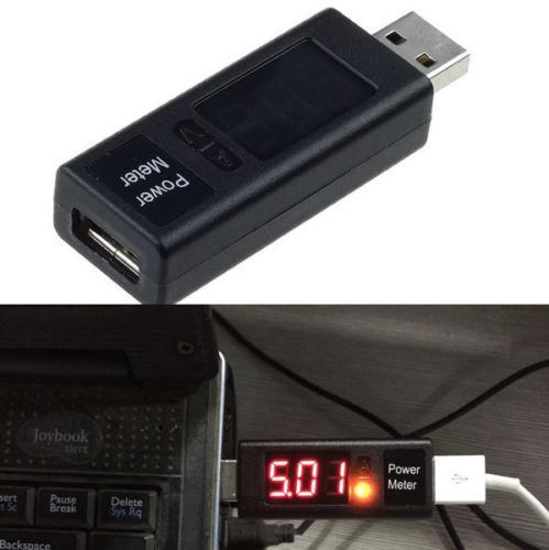 USB Charger Current Voltage Capacity Power Detector Tester Meter Voltmeter Black