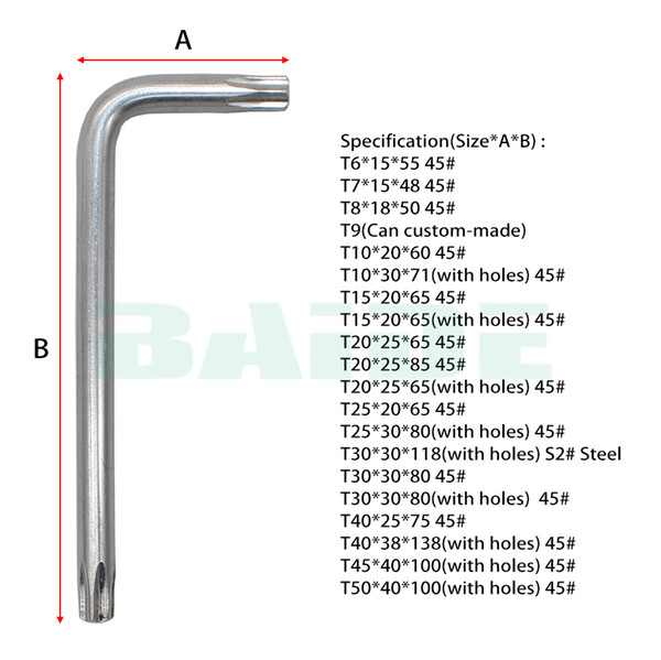 Wrench Tool L-Shape Plum Hex Torx Star Wrench Set Short Style T30-T50 Appliance Bicycle Repair Hand Tool Dropshipping