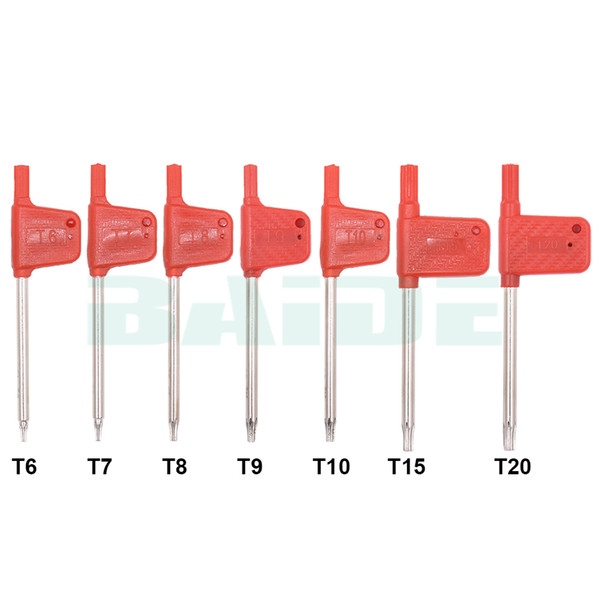 T6 T7 T8 T9 T10 T15 T20 Torx Screwdriver Spanner Key Small Red Flag Screw Drivers Tools 1000pcs/lot