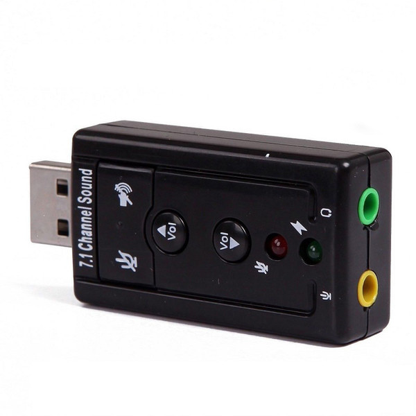 USB 2.0 External 7.1 Channel 3D Virtual Audio Sound Card Mic Adapter Laptop PC Microphone