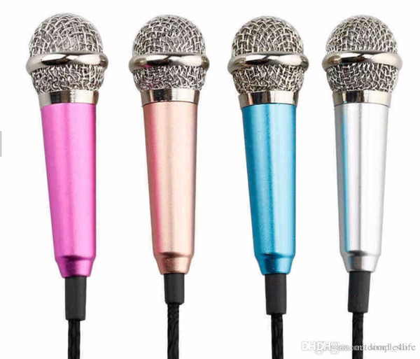 3.5mm Wired Clip On Mini Lapel Mini Headset Microphone For Phone&Laptop Sing Song Karaoke Microphone Silver/Pink/Gold/Blue