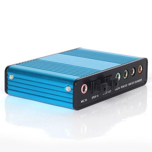 Hot Deal New 1Pcs Blue 6 channel 5.1 External Audio Music Sound Card Soundcard For Laptop PC