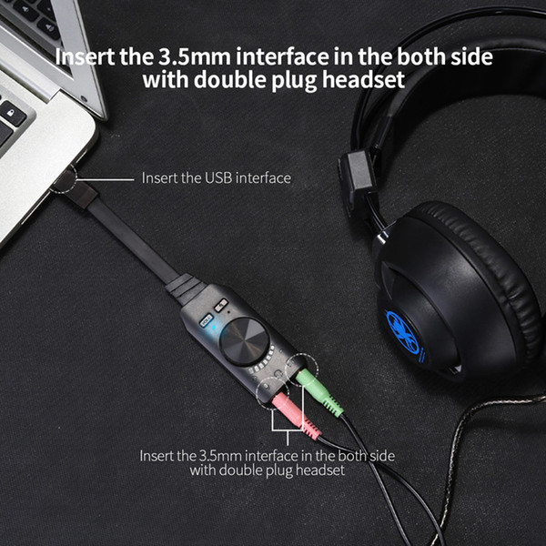 7.1CH USB Sound Card External Audio Card 3.5mm Adapter USB To Earphone Headphone Audio Interface For Computer Drive-free