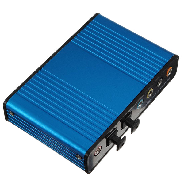 Freeshipping Blue External USB 6 Channel 5.1 External Audio Sound Card optical audio S / PDIF Optical sound card Box for PC Notebook Laptop