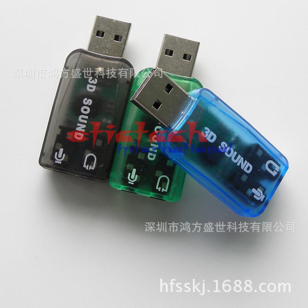 by dhl or ems 500pcs USB to 3D Audio USB External Sound Card Adapter 5.1 Channel Sound Professional Microphone 3.5mm