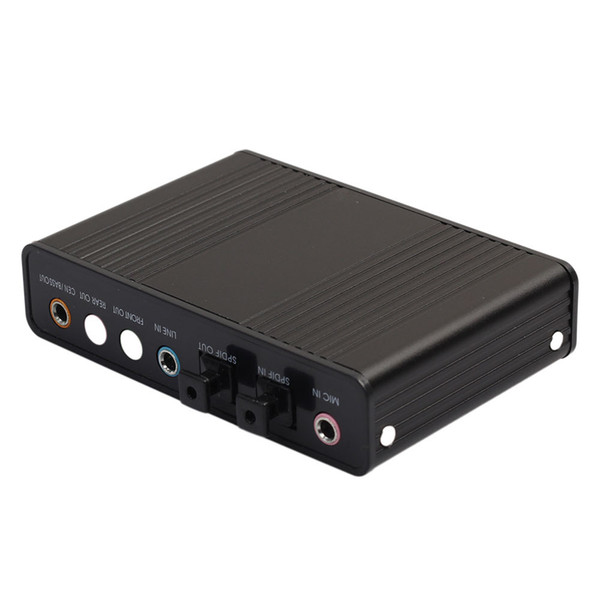 Black Professional External USB Sound Card 6 Channel 5.1 External Optical Audio Sound Card with USB Cable For Notebook Computer