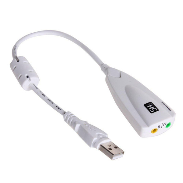 New Arrival 5Hv2 White USB Virtual 7.1 Channel 3D Audio External Sound Card Adapter CAJR