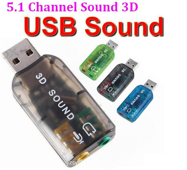 External Virtual 5.1 Channel 3D USB Sound Card Speaker Mic Earphone Audio external sound card Adapter*1000pcs/lot