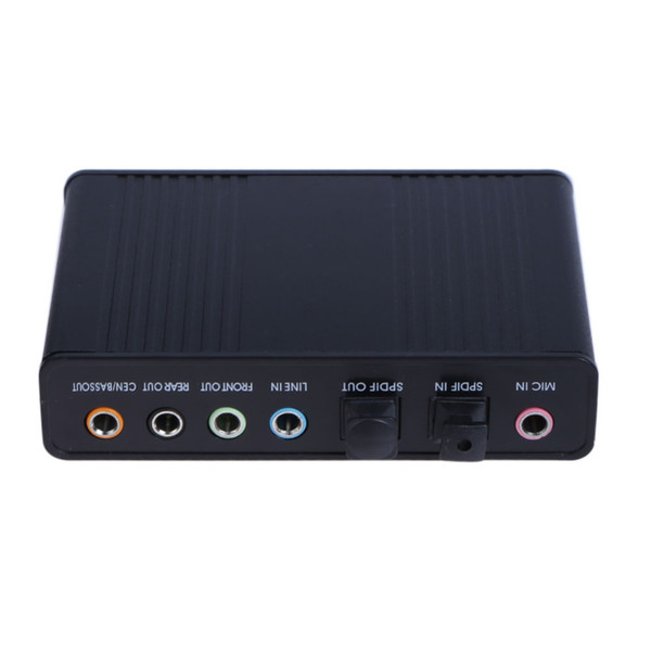 high quality Black Professional External USB Sound Card 6 Channel 5.1 External Optical Audio Sound Card with USB Cable For Notebook Computer