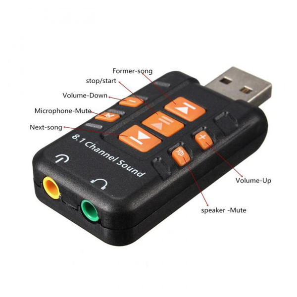 USB External 3D Multi-channel Virtual Audio Sound Card Adapter For PC Computer QJY99