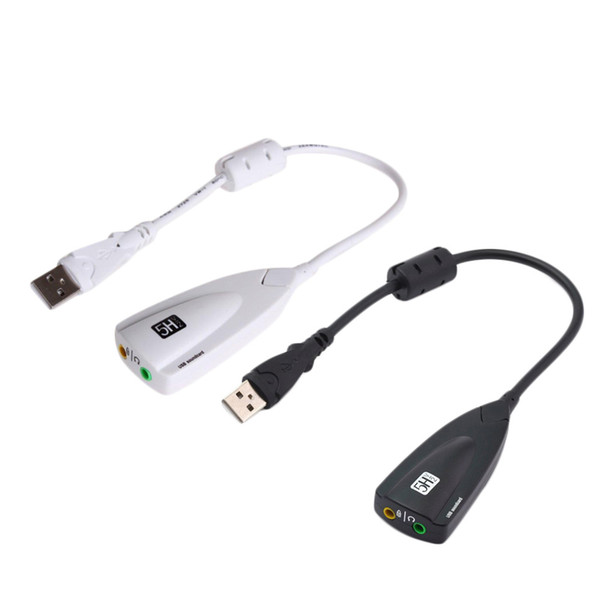 Black & white 3D 5Hv2 Black USB Virtual 7.1 Channel Audio External Sound Card Adapter CAJR No External Power