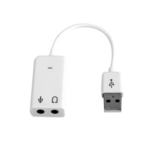 3D Hot Sale White 2.0 Virtual 7.1 Channel External USB Audio Sound Card Adapter Sound Cards For Laptop PC Mac With Cable