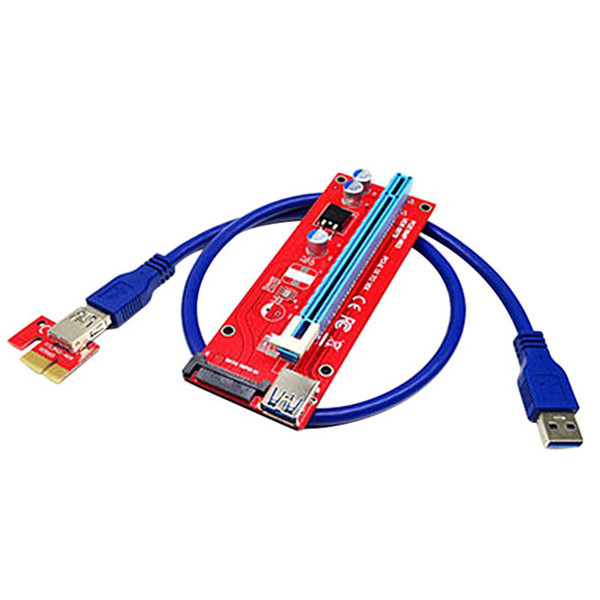 Freeshipping USB3.0 PCI-E PCI Express 1X to 16X Riser Card Adapter Mining Dedicated Graphics Extension SATA Power Slot Connector 60CM Cable