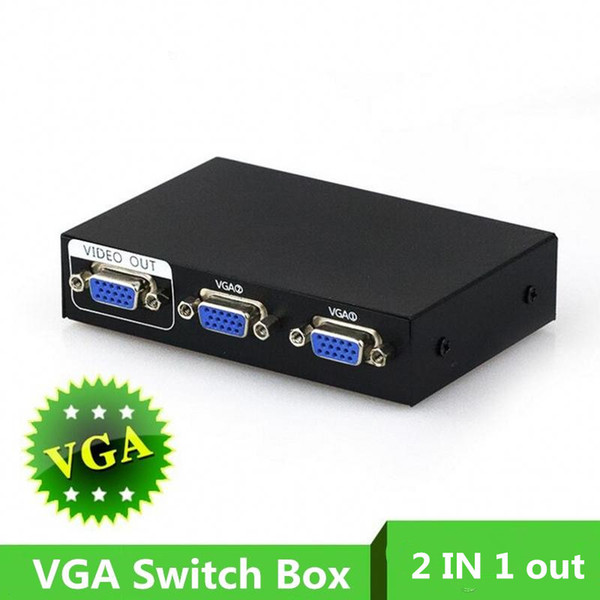 2 Port 2 in 1 Out VGA SVGA Monitor Sharing Sharer Selector Remote Switch Box Adapter for LCD PC TV Monitor