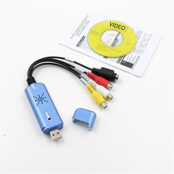 Portable USB 2.0 Easycap Video Audio Capture Card Adapter VHS DC60 DA60+ DVD Converter Composite RCA Blue Wholesale