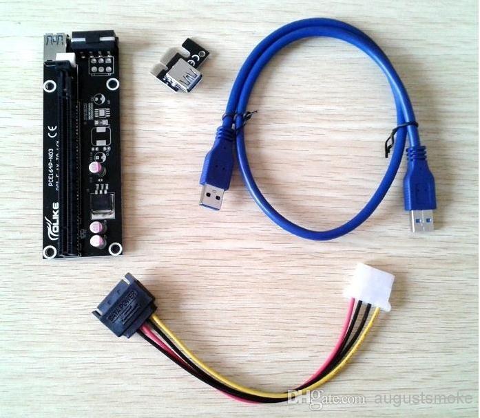 PCI 1X TO 16X PCI-E PCI for bitcoin E Express Riser Extender Adapter Card Power for Bitcoinwith 50cm USB 3.0 Cable