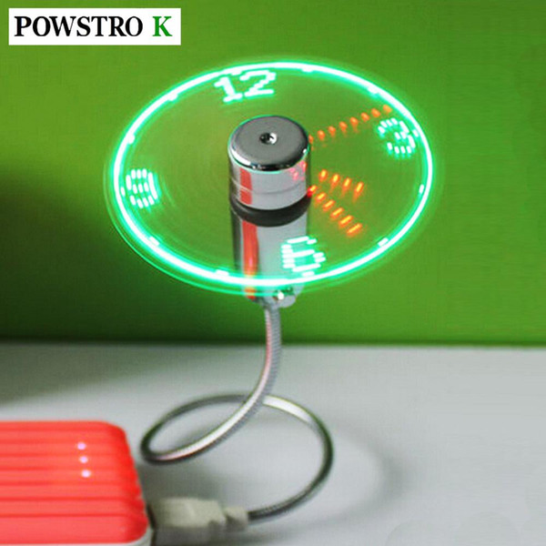 Creative Adjustable Mini USB Fans With LED Time LED Clock Fan LED Light Display Cool Gadget