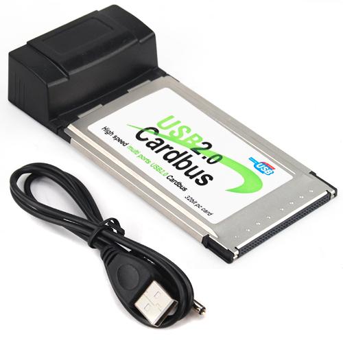 Freeshipping 4 Port USB 2.0 HUB Cardbus PCMCIA Card Adapter 32 Bit Laptop Notebook Computer