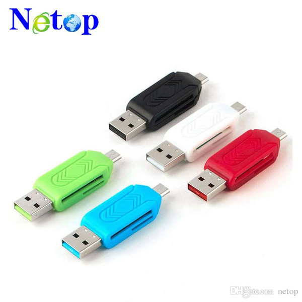 Netop 2 in 1 USB Male To Micro USB Dual Slot OTG Adapter With TF SD Memory Card Reader For Android Smartphone