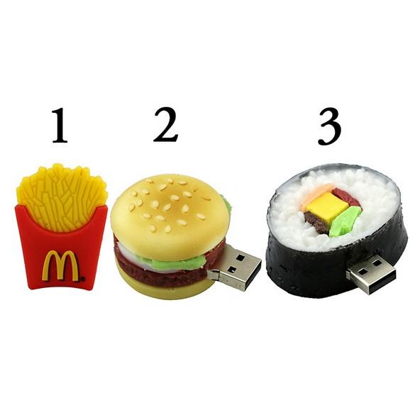 Free shipping 16GB USB2.0 Pendrive, USB Flash Drive 8GB 16GB 32GB Full Capacity Cute French Fries Pizza Burgers USB 2.0 Flash Drive PenDrive