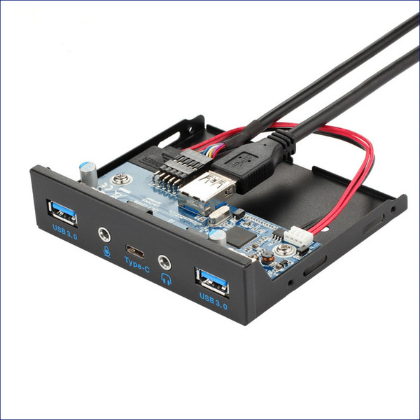 USB 3.1 Type C Floppy Drive Panel & 2 Port USB 3.0 Hub & Audio Port Chassis Front Panel with 20Pin Cable