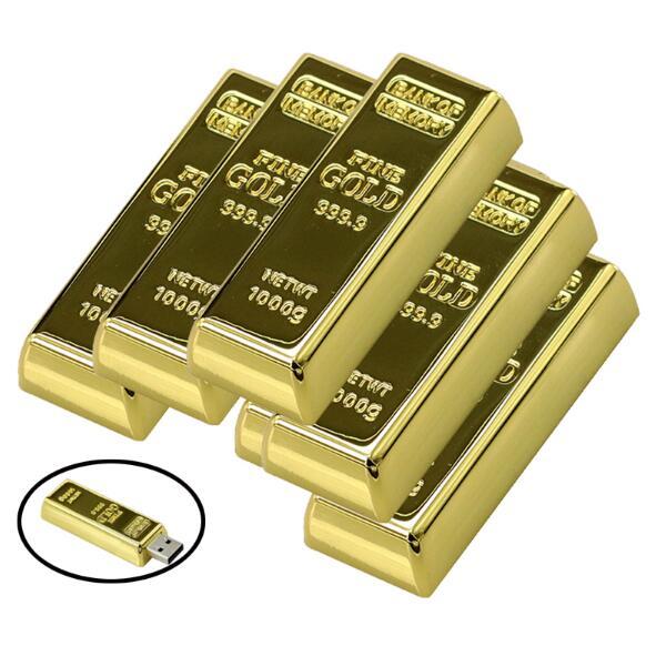 usb flash drive Latest desgin Bullion Gold Bar USB 2.0 Flash Memory Drive Stick U disk 128mb 8GB 16GB 32GB 64GB Pendrive