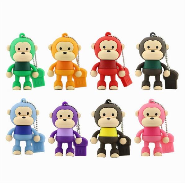 Cartoon Cute Monkey USB Flash Drive Pendrive 4GB 8GB 16GB 64GB USB Stick External Memory Storage Pen Drive