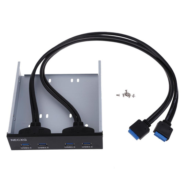 External 5.25 inch 2 x 19-pin USB 3.0 Front Panel Floppy Disk Bay 4 Ports SuperSpeed USB 3.0 Panel Connector Bracket Cable 60cm