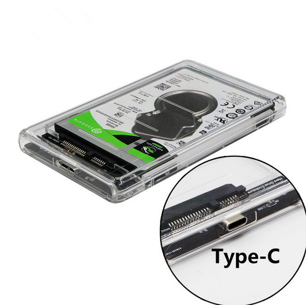 transparent USB 3.1 UASP Type C to Sata 3.0 HDD Case 2.5 inch Hard Drive Enclosure