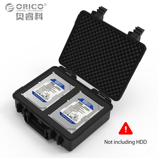 Wholesale-ORICO Dual-bay 3.5 inch Hard Drive Protection Case Water-proof + Shock-proof + Dust-proof Function Safety Lock and Snap Design