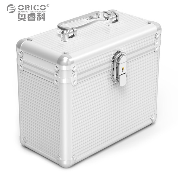 Orico BSC35 Aluminum 5 / 10 bay 3.5-inch Hard Drive Disk Protection Portable Box Storage with Locking Silver (No Hard Disk)