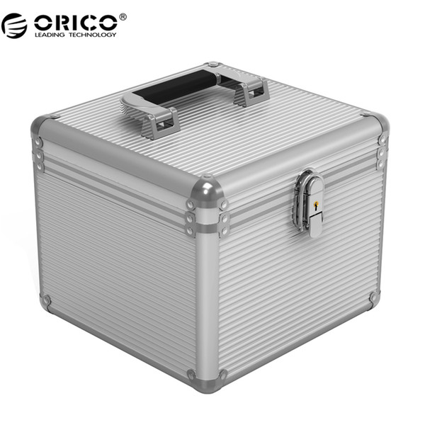 Orico BSC35 Aluminum HDD Protector Box 5/10 3.5-inch Hard Drive Protection Box Storage with Locking - Silver